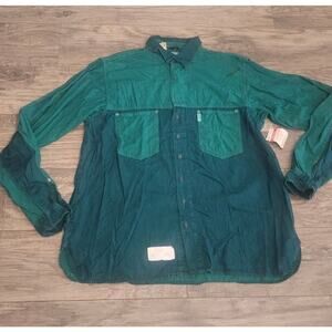 Vintage Sunrider Shades Shirt 2XL Made in Canada Green Button-Up NWT Minor Stain